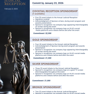 2026 HLAI Judicial Reception Sponsorship Opportunities